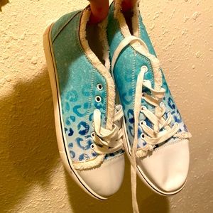 Boutique Teal Cheetah Print Sneakers!